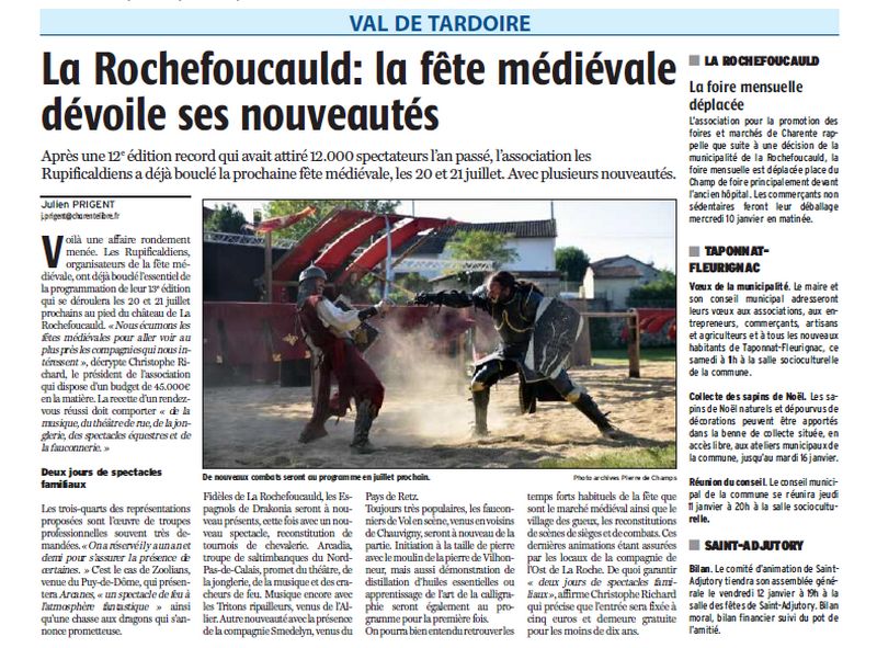 article presse charente libre 5 janvier 2024