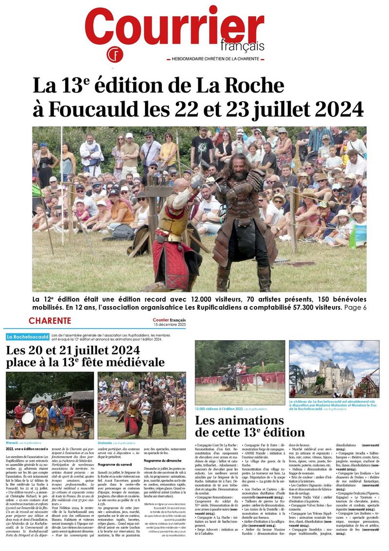 article presse courrier francais 15 décembre 2023